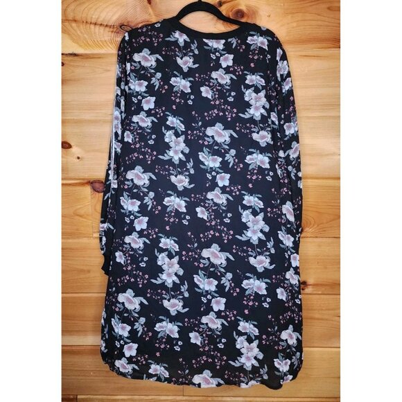 Love Reign Plus Size XXL Long Sleeve Floral Dress Stripe Sleeve Flowy Loose - Picture 6 of 10